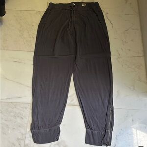 Splendid Gray Drawstring Pants with Zipper Details